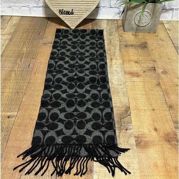 COACH WOOL SCARF - Lambs wool 100% black and gray - Picture 10 of 10